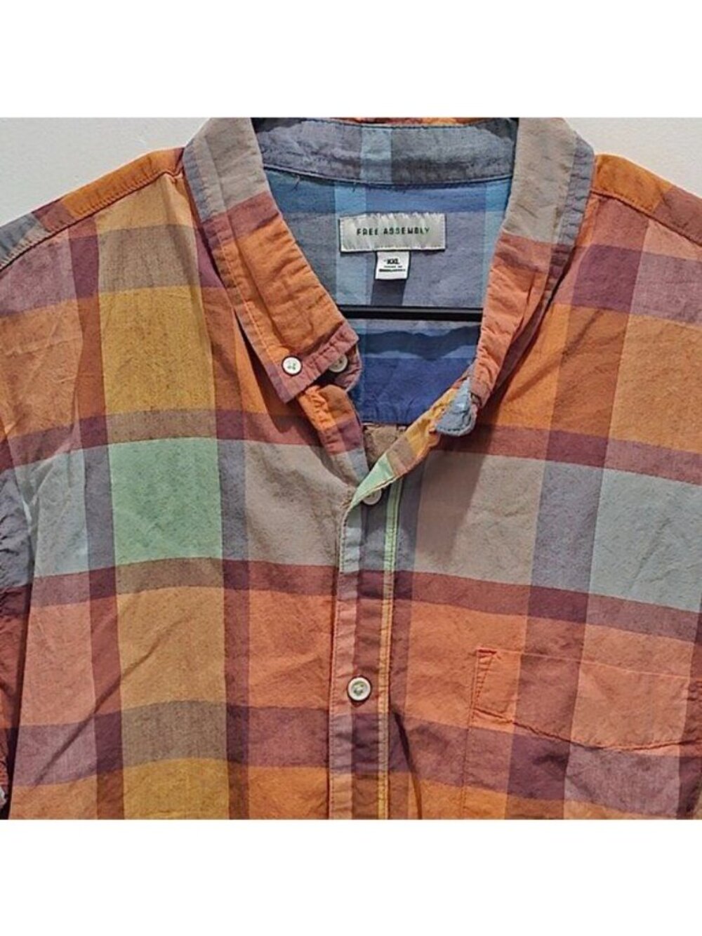 Free Assembly Casual Short Sleeve Button Shirt - Plaid - XXL - Picture 3 of 10